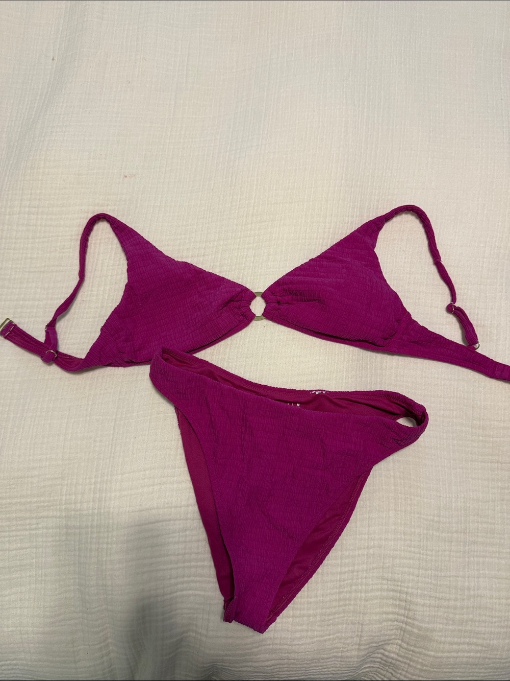 Abercrombie & Fitch Magenta Ribbed Triangle Bikini Set